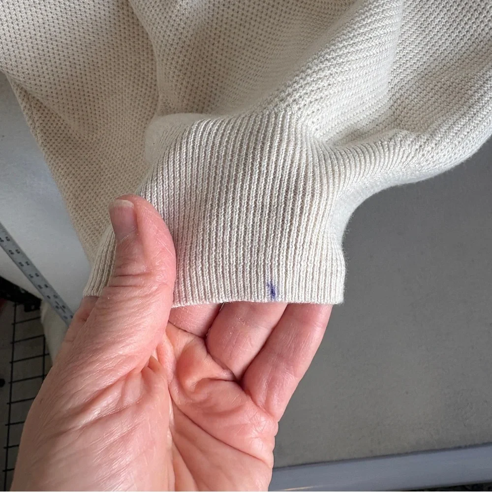 J. Crew Men's Cream Knit Polo Sweater